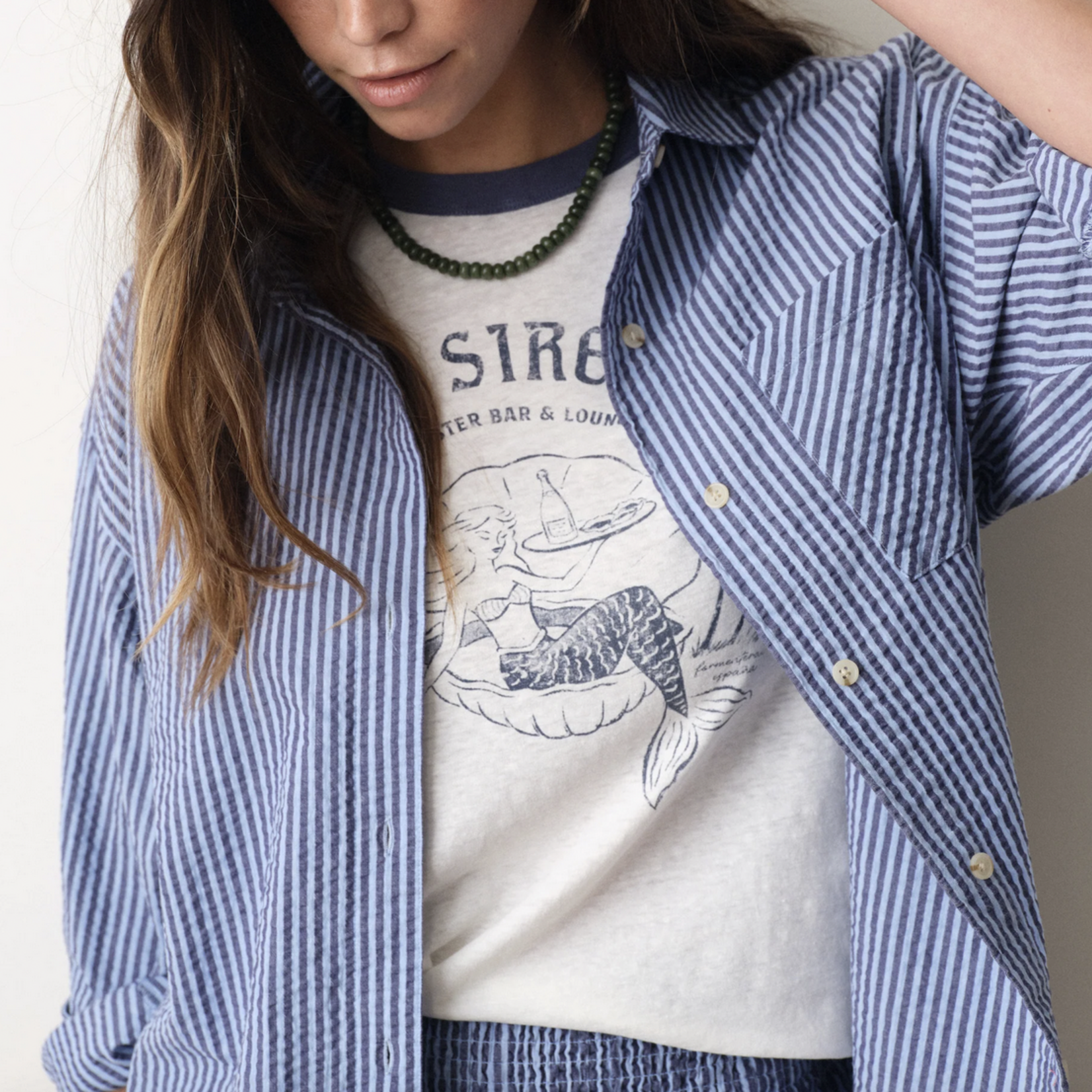 MARINE LAYER MARINE LAYER GRACEY OVERSIZED SEERSUCKER SHIRT