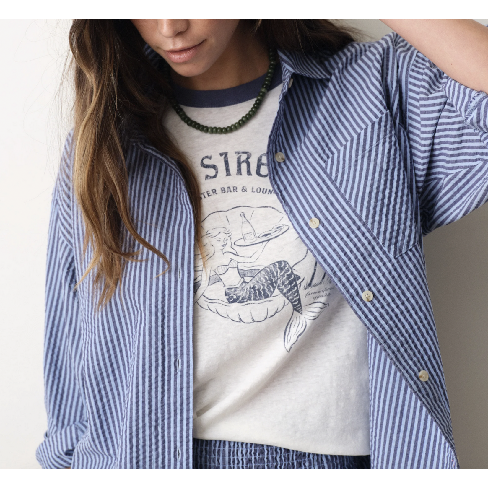 MARINE LAYER MARINE LAYER GRACEY OVERSIZED SEERSUCKER SHIRT