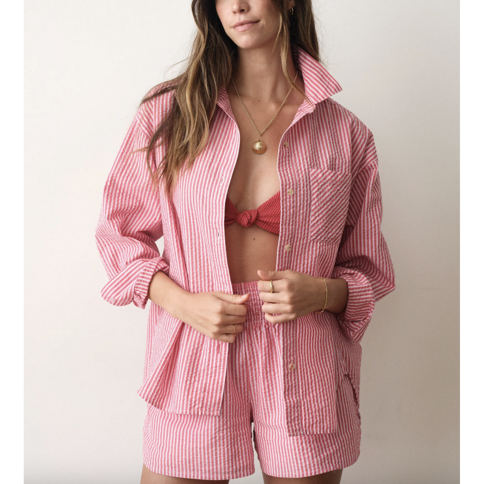 MARINE LAYER MARINE LAYER GRACEY OVERSIZED SEERSUCKER SHIRT