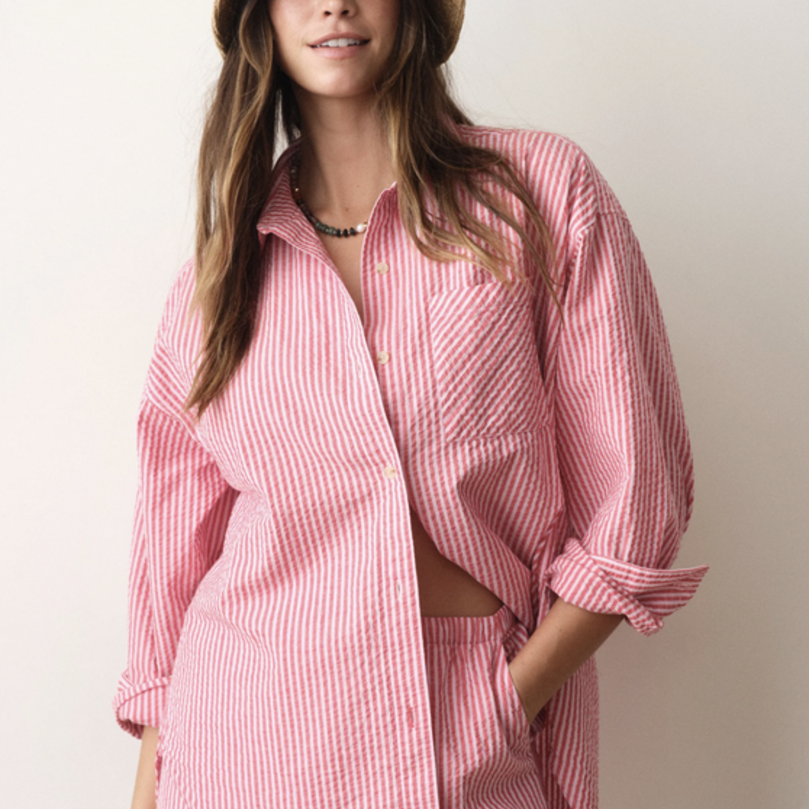 MARINE LAYER MARINE LAYER GRACEY OVERSIZED SEERSUCKER SHIRT