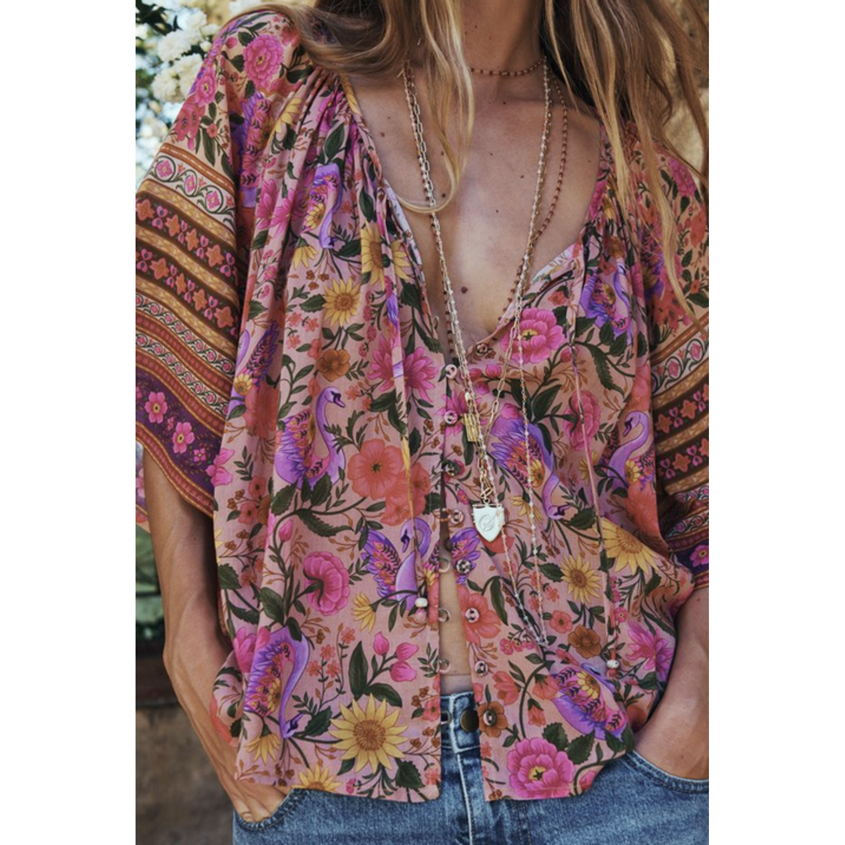 SPELL SPELL SWAN LAKE FLUTTER SLEEVE BLOUSE