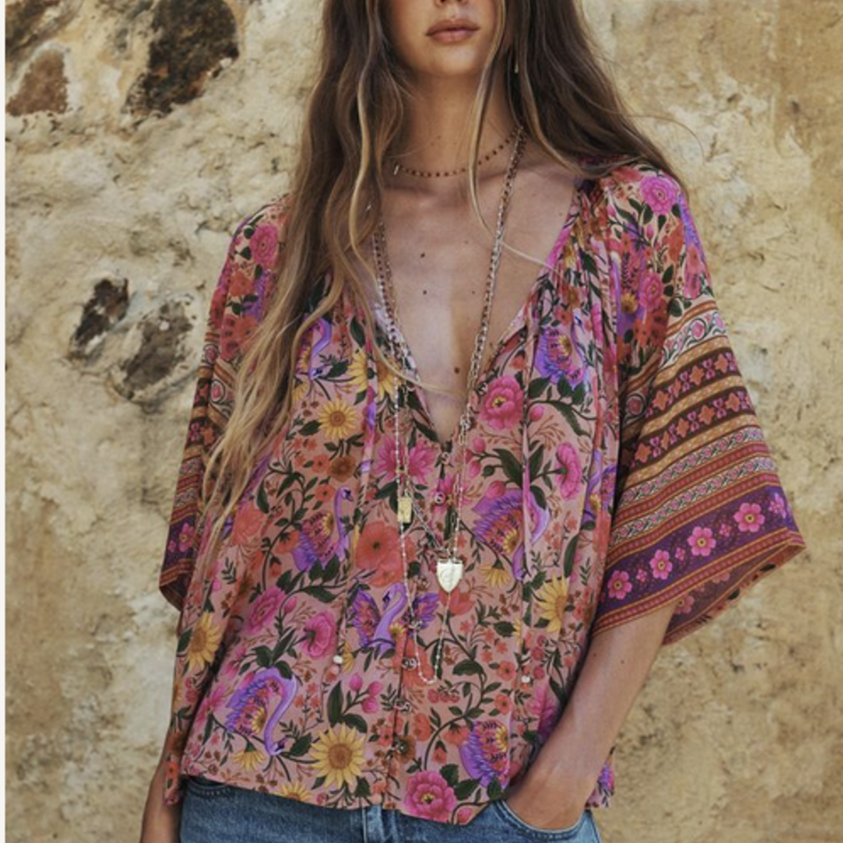 SPELL SPELL SWAN LAKE FLUTTER SLEEVE BLOUSE