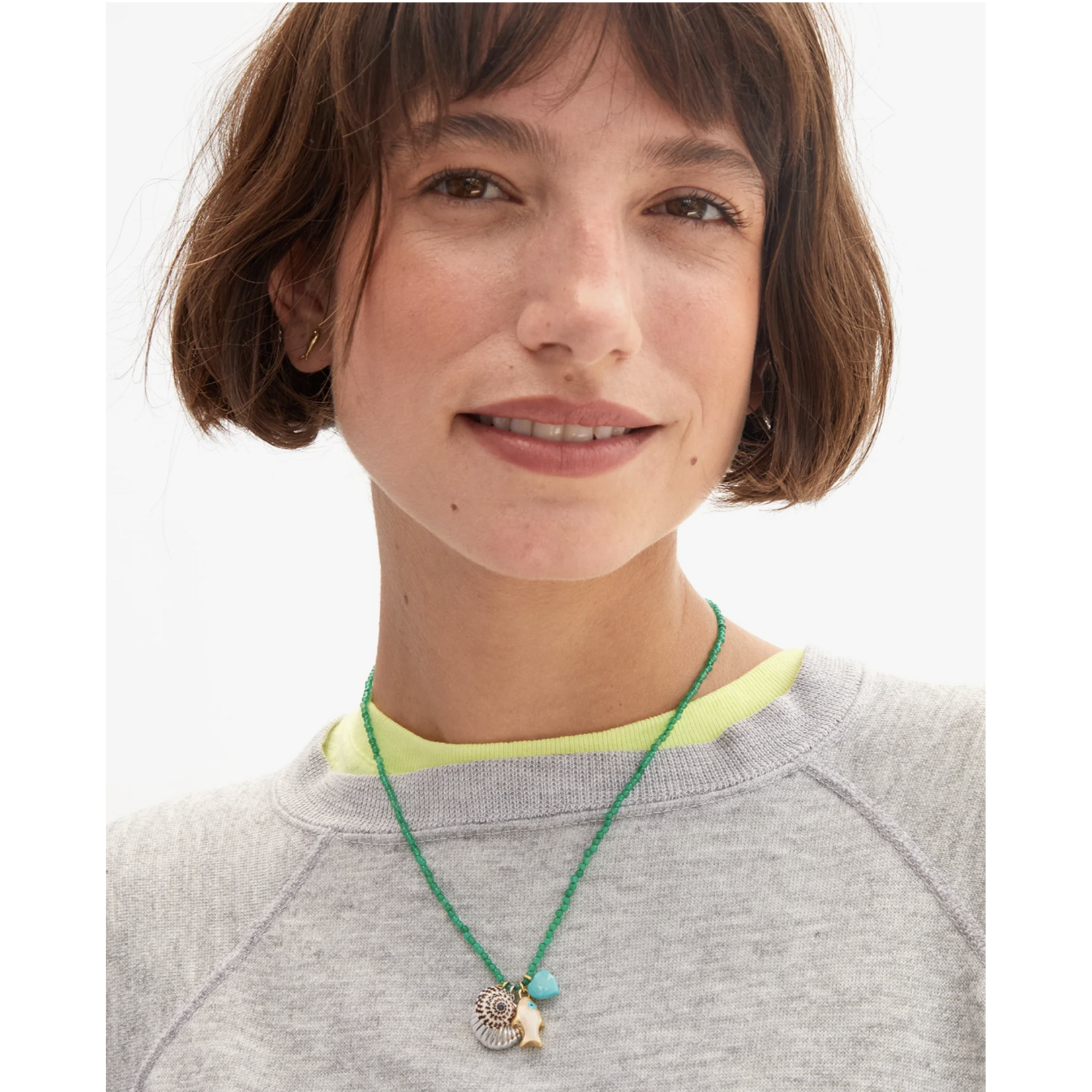 CLARE V. CLARE V. BEADED CHARM NECKLACE