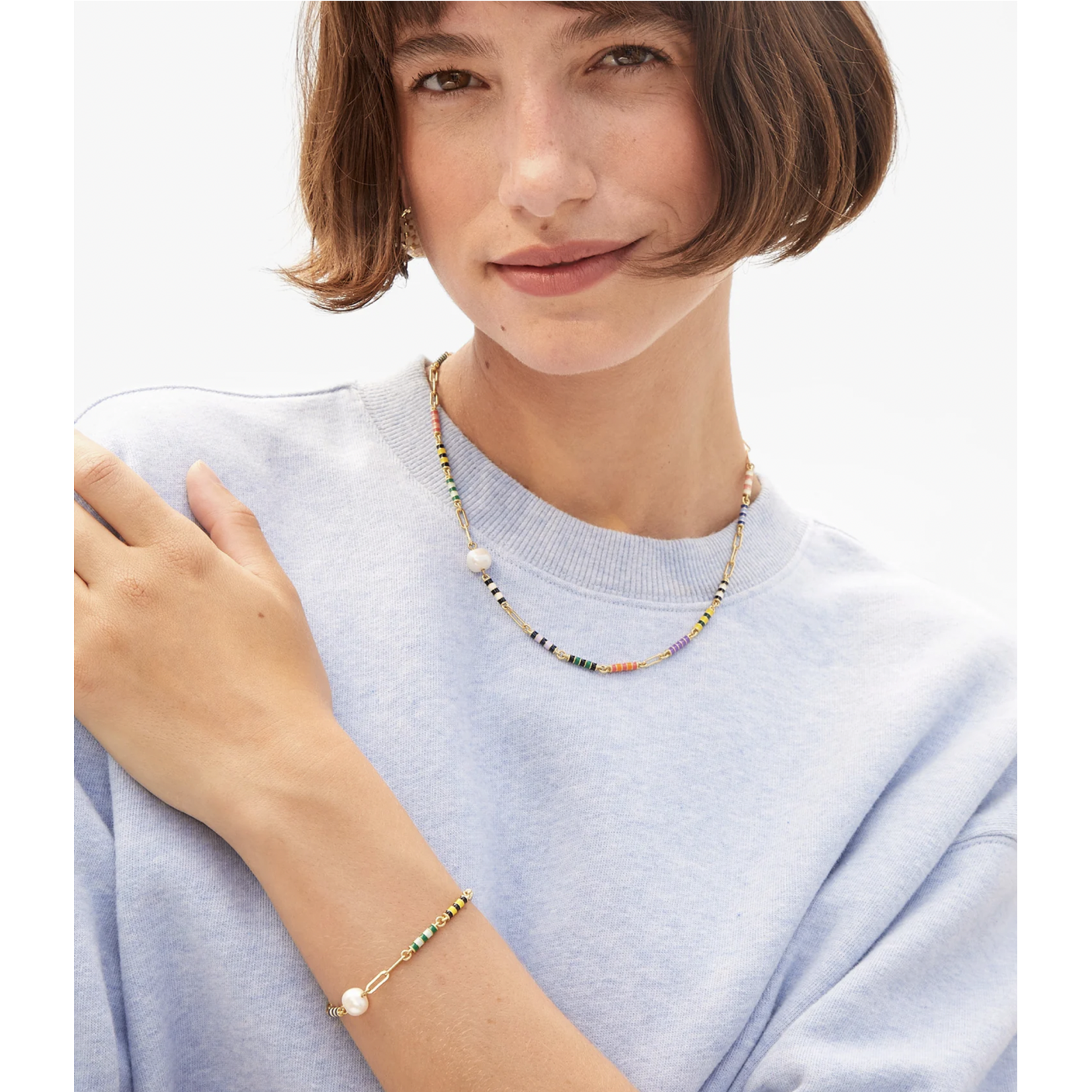 CLARE V. CLARE V. LE STRIPE PEARL BRACELET