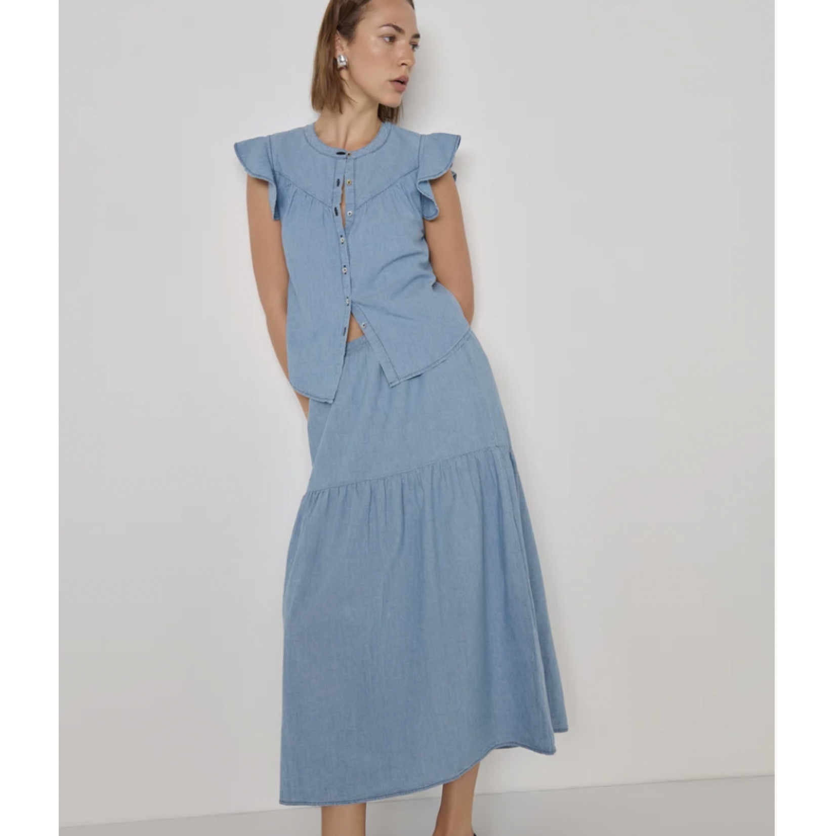 NATION LTD NATION LIZA CHAMBRAY SKIRT