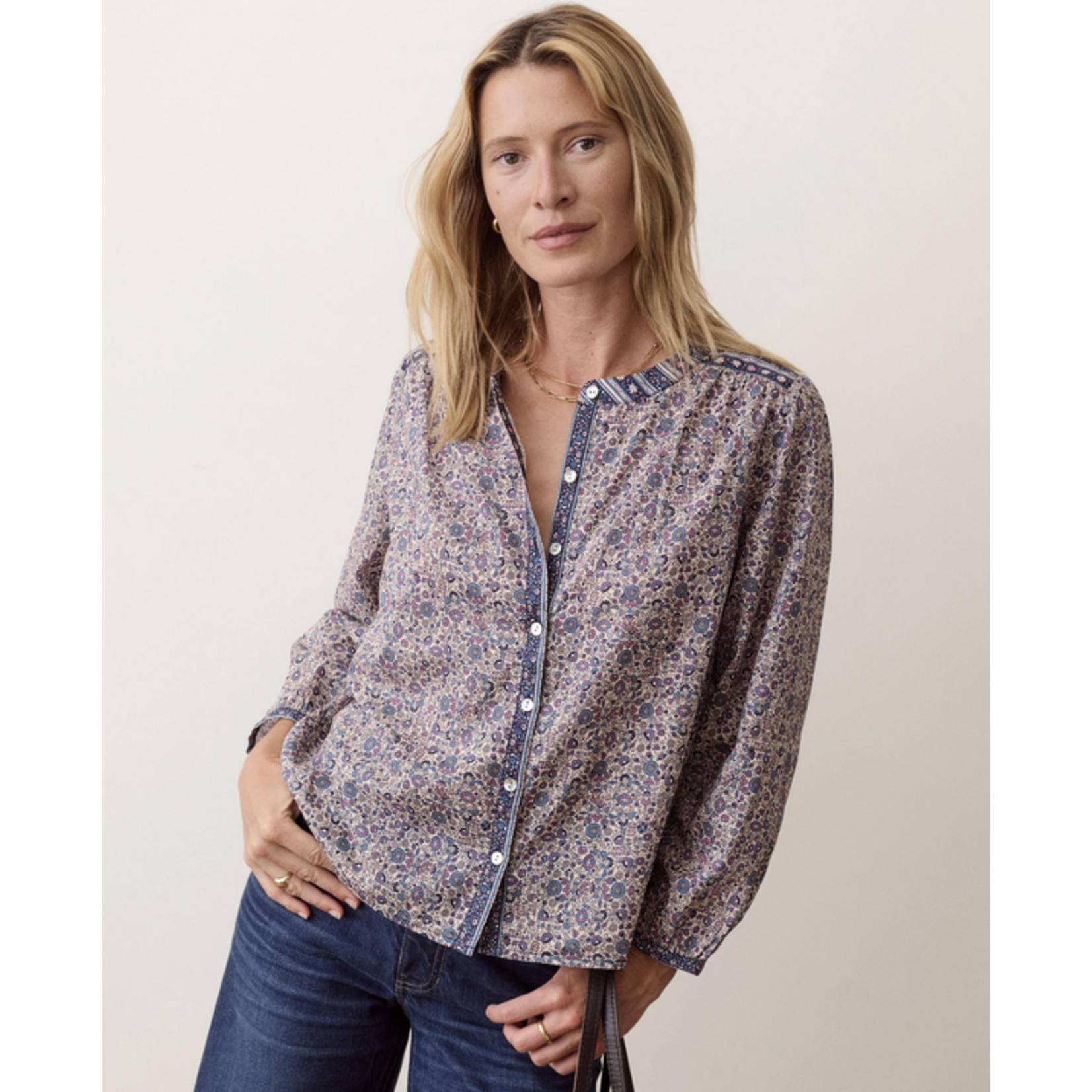 MARINE LAYER MARINE LAYER VIVIAN BUTTON THROUGH BLOUSE