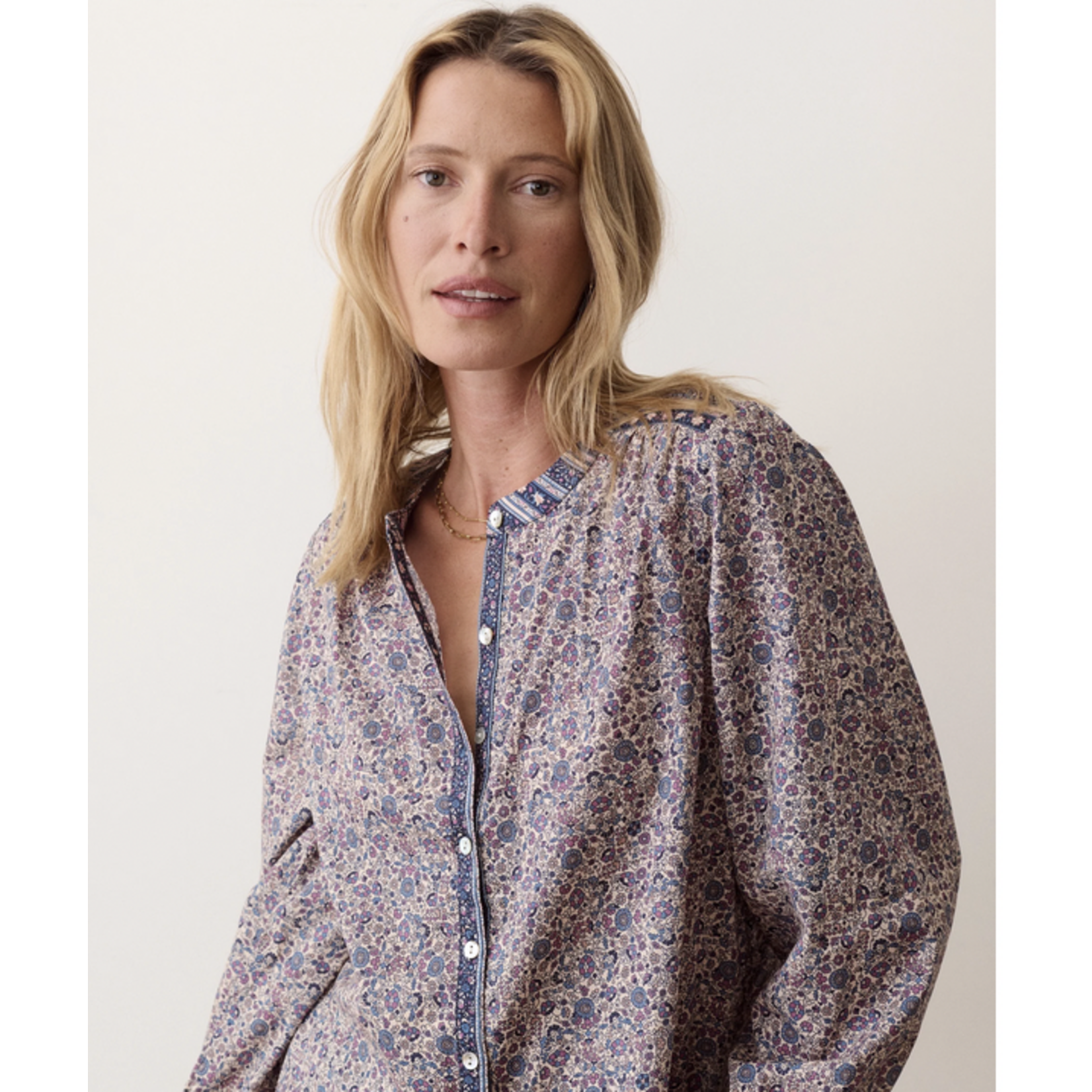 MARINE LAYER MARINE LAYER VIVIAN BUTTON THROUGH BLOUSE