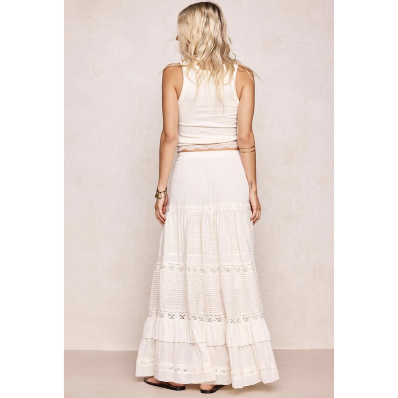 SPELL SPELL INES TIERED MIDI SKIRT