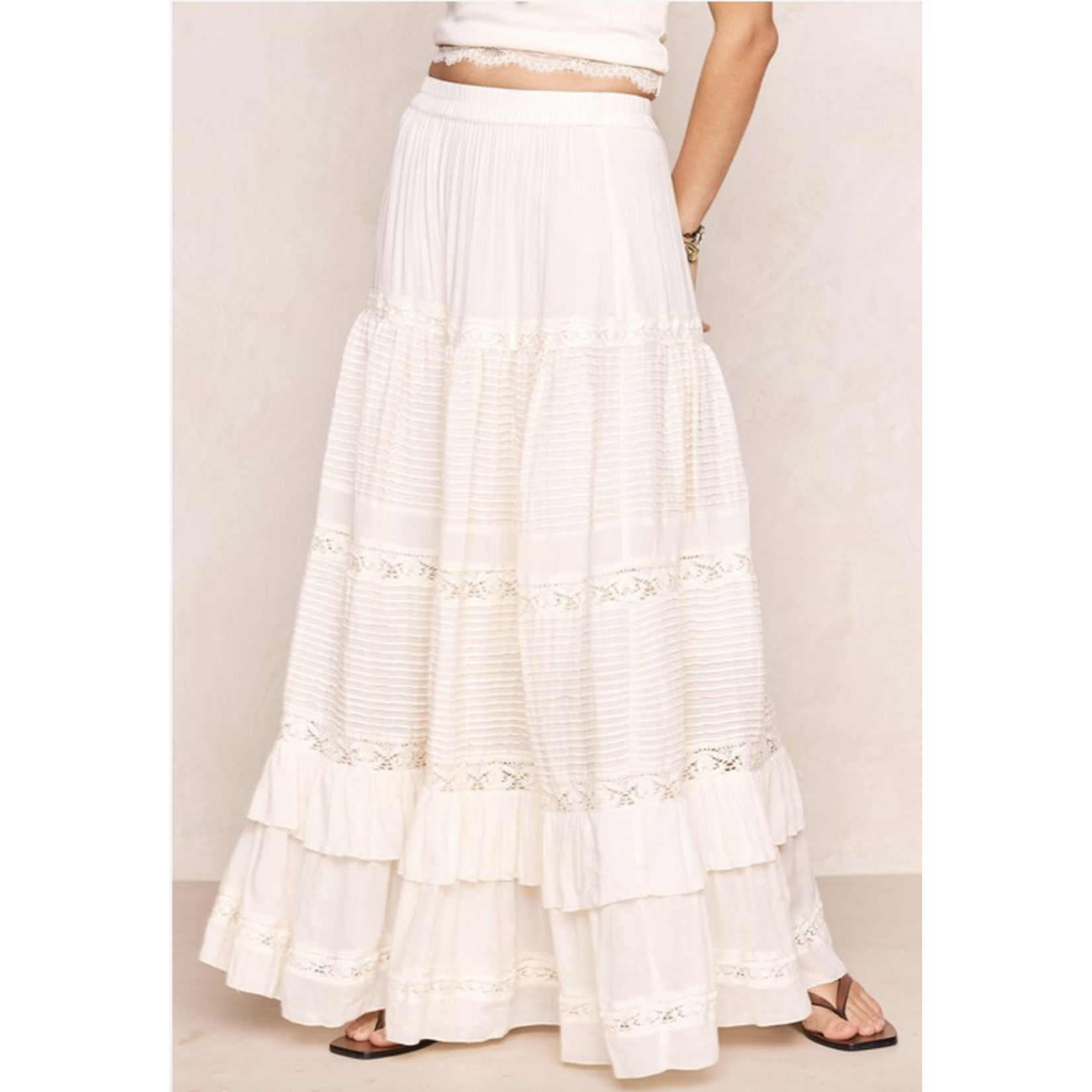 SPELL SPELL INES TIERED MIDI SKIRT