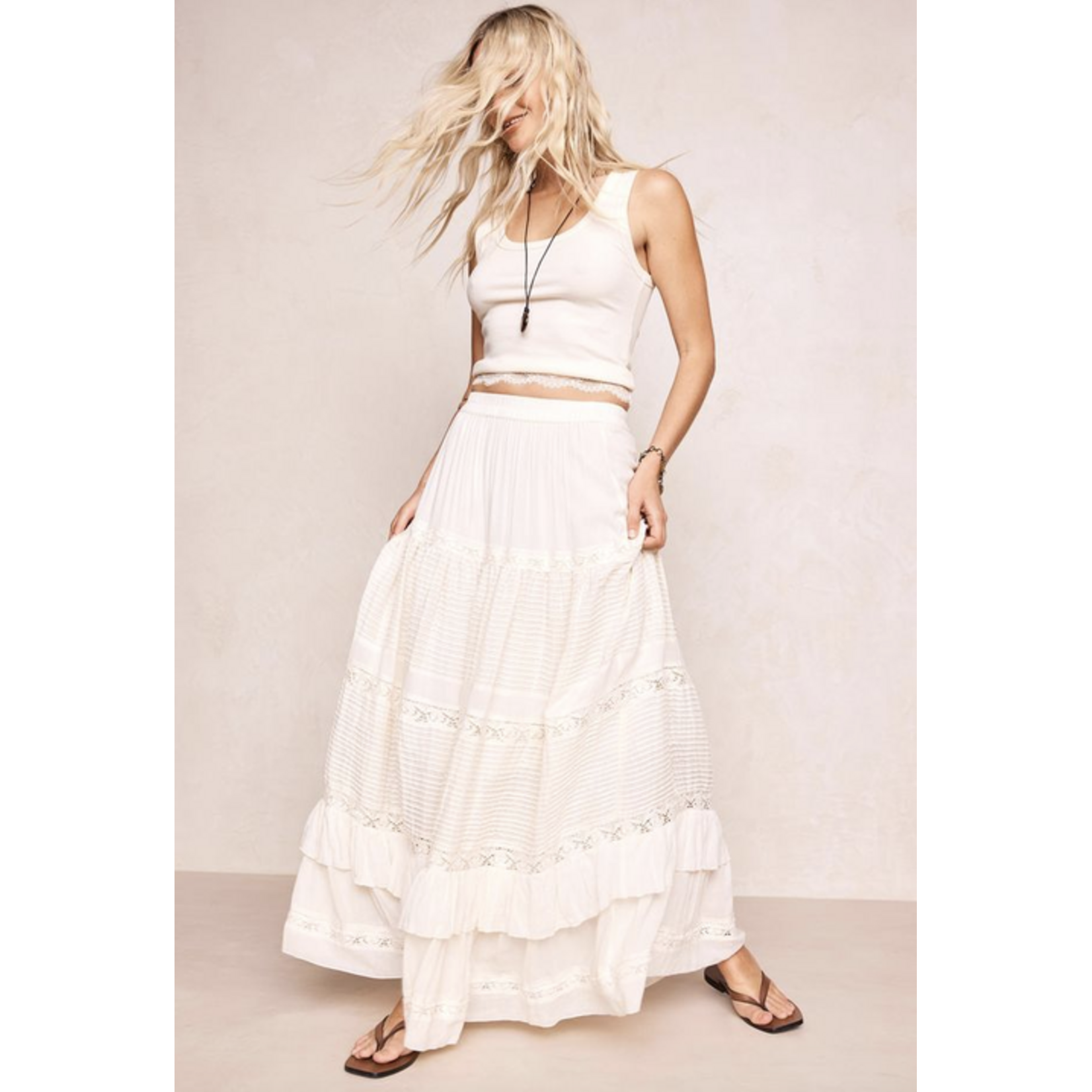 SPELL SPELL INES TIERED MIDI SKIRT