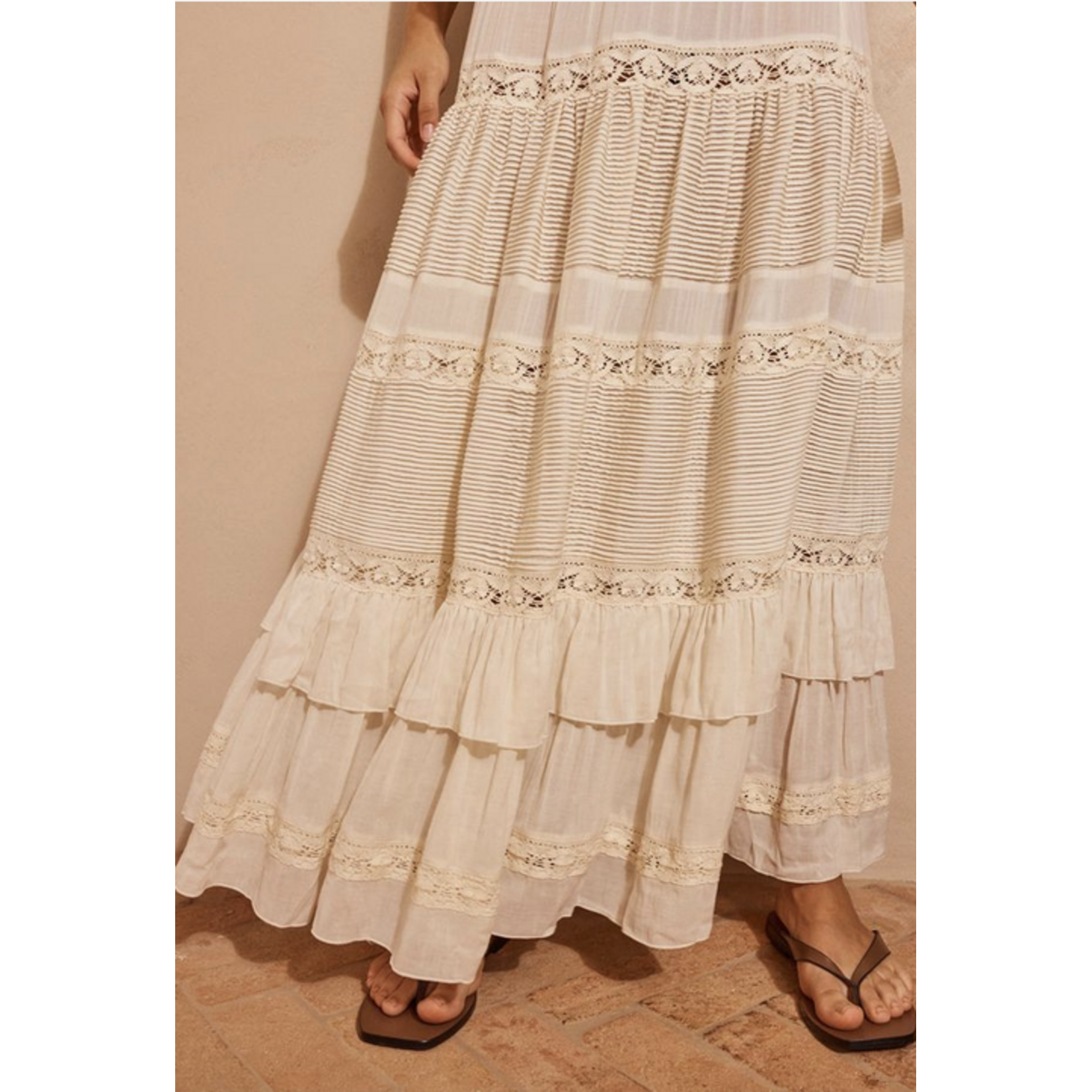 SPELL SPELL INES TIERED MIDI SKIRT