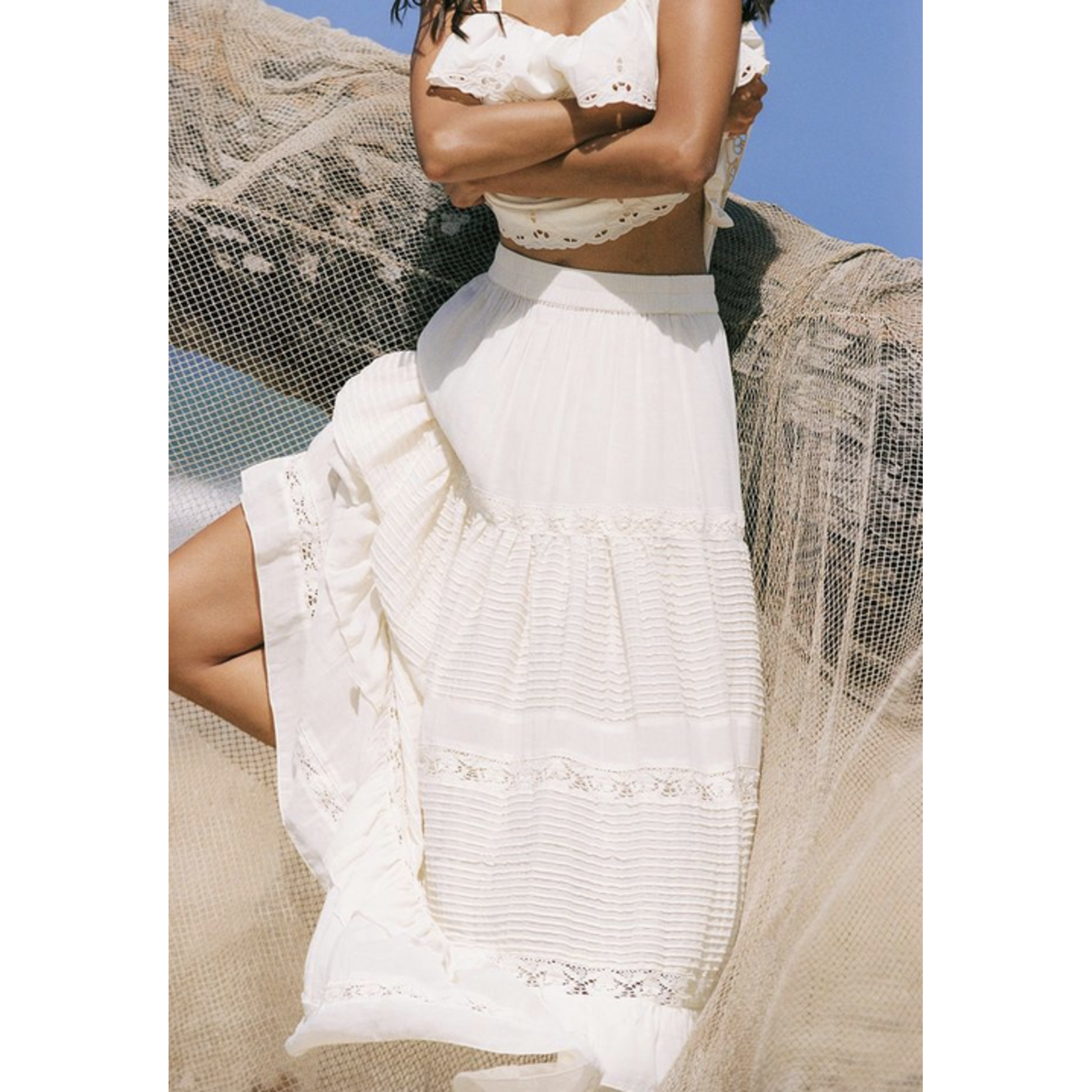 SPELL SPELL INES TIERED MIDI SKIRT