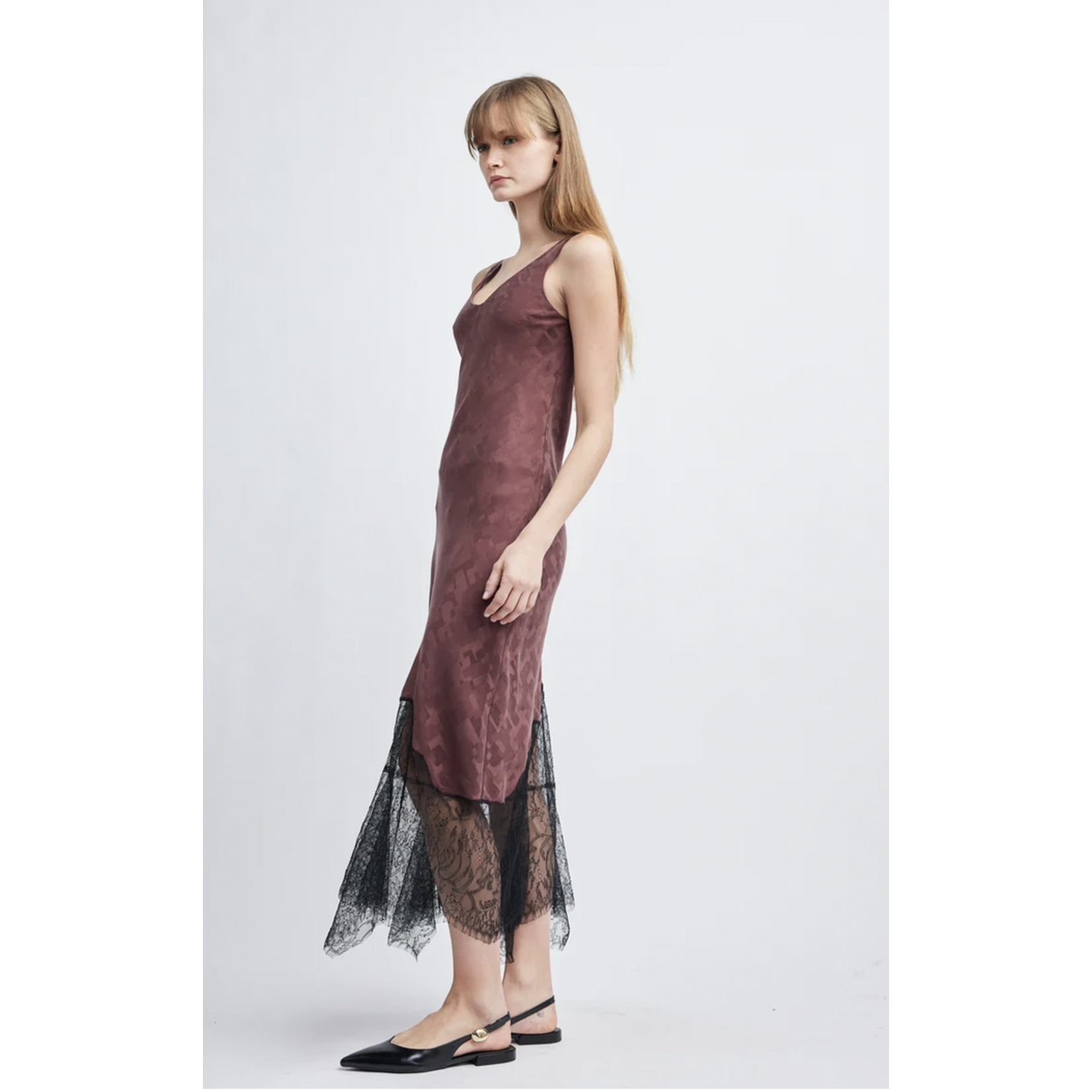 SELF CONTRAST SELF CONTRAST HOLLY LACE HEM SLIP DRESS