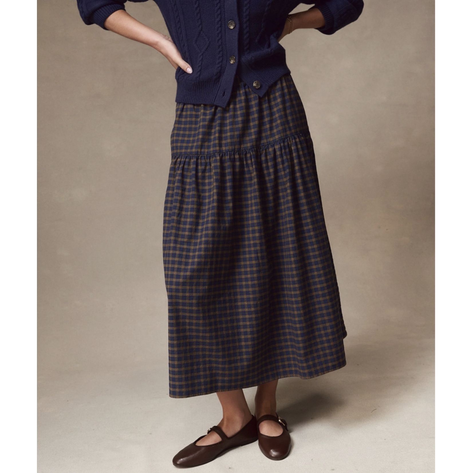 MARINE LAYER MARINE LAYER GIA OXFORD MIDI SKIRT