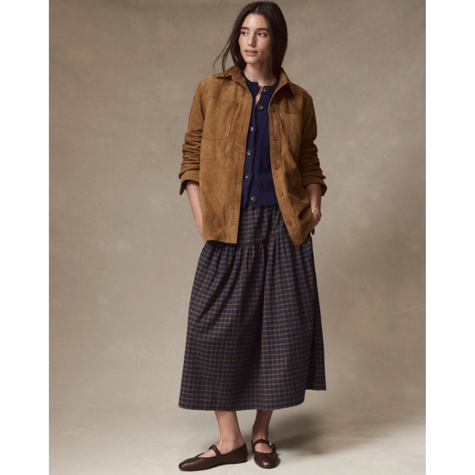 MARINE LAYER MARINE LAYER GIA OXFORD MIDI SKIRT