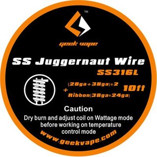 Geek Vape GEEK VAPE 10ft Kanthal A1 Juggernaut Wire, 28ga + 38ga x 2 + Ribbon 38ga x 24ga