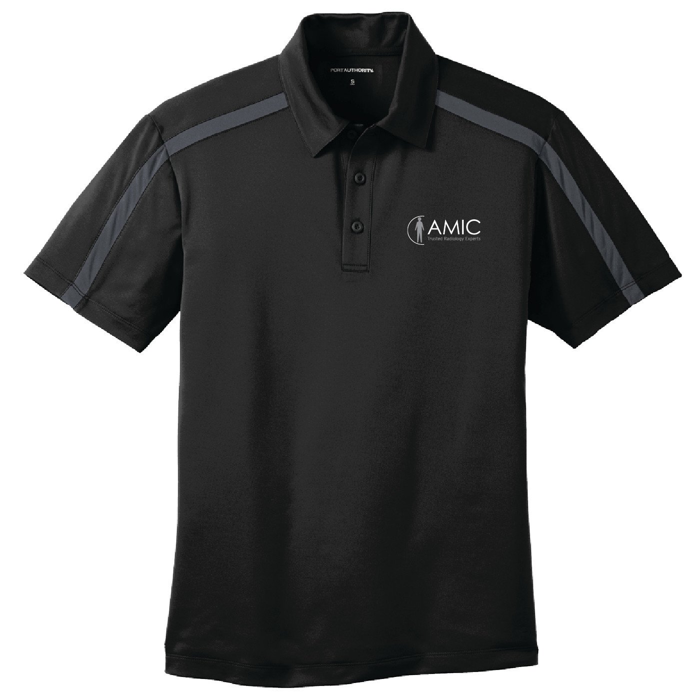 Port Authority Port Authority Silk Touch Performance Colorblock Stripe Polo (Black/Steel Grey)