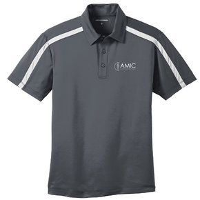 Port Authority Port Authority Silk Touch Performance Colorblock Stripe Polo (Steel Grey/White)