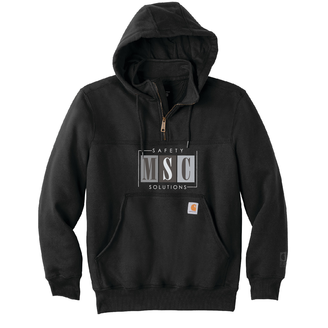 Download Carport Rain Defender Paxton Heavyweight Hooded Zip Mock Sweatshirt (Black) - Huston Graphics ...