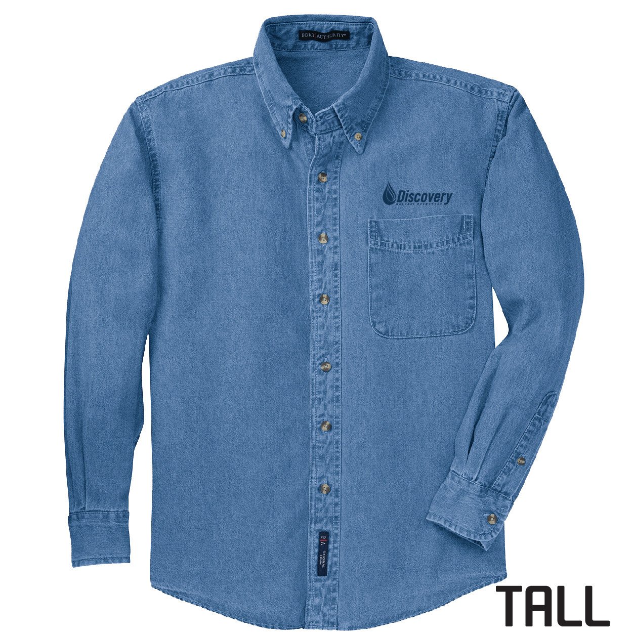 faded blue denim shirt