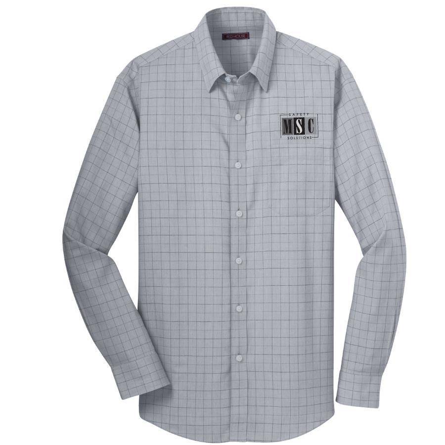 Red House Red House Men's Button Plaid Shirt (Dove Grey)