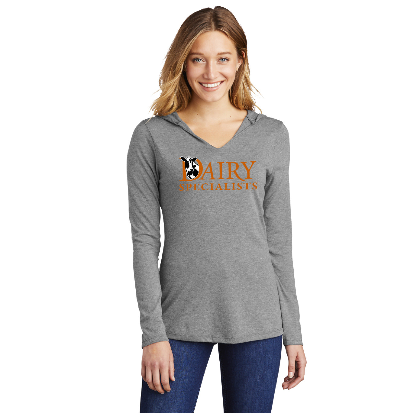 District Made District Women’s Perfect Tri Long Sleeve Hoodie (Grey Frost)