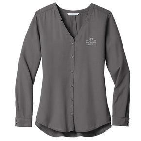Port Authority Port Authority Ladies Long Sleeve Button-Front Blouse (Sterling Grey)