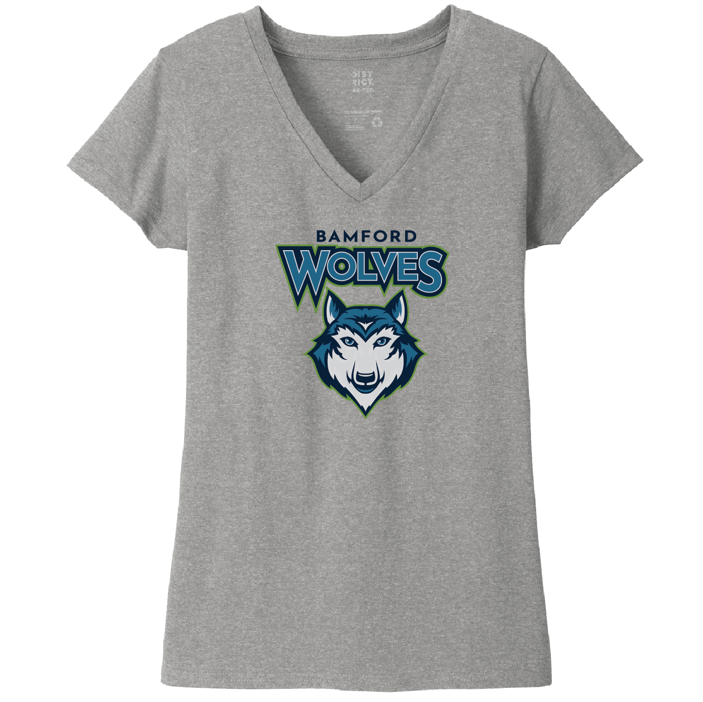 District Made District Women’s Re-Tee V-Neck (Light Heather Grey)