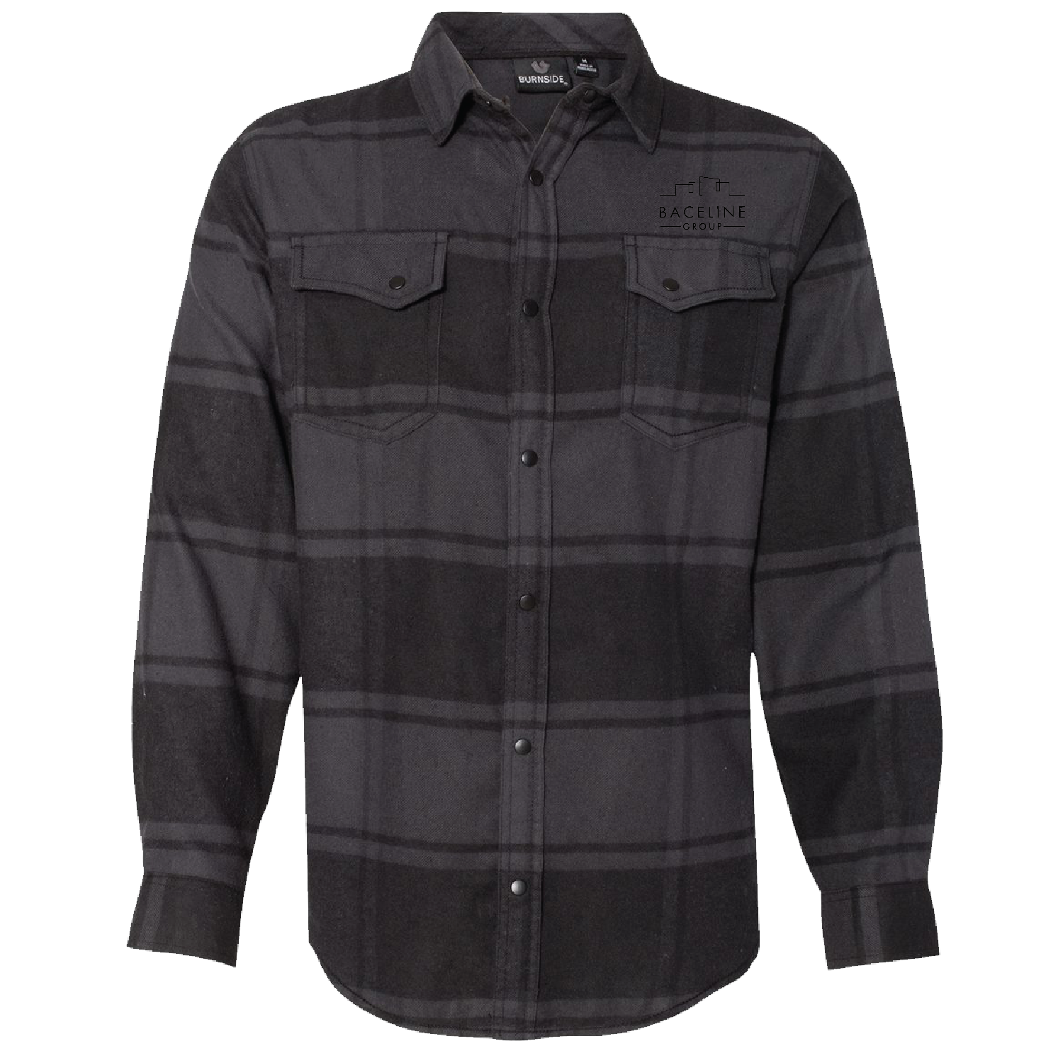 Burnside Burnside Snap Front Long Sleeve Plaid Flannel Shirt (Black)