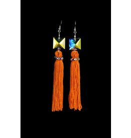 Crystal AB Orange Tassel