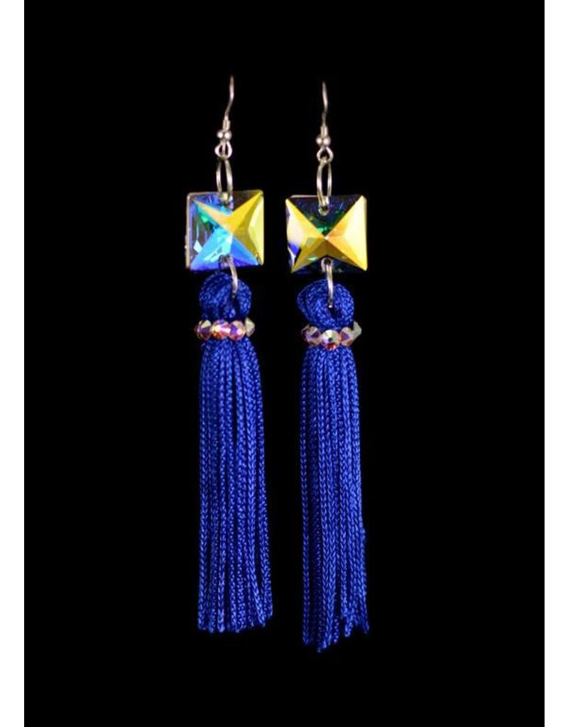 Crystal AB Blue Tassel