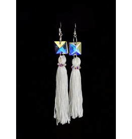 Crystal AB White Tassel