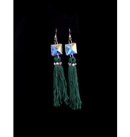 Crystal AB Emerald Tassel