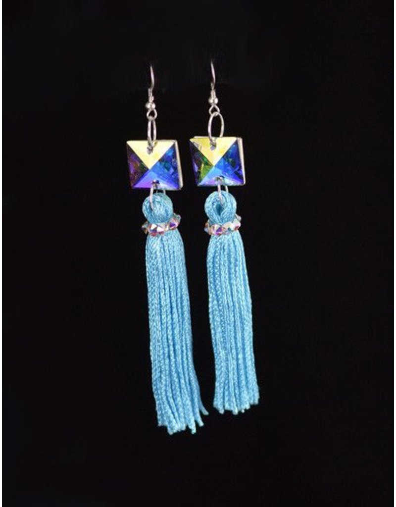 Crystal AB Aqua Tassel