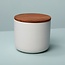 Be Home  Stoneware & Acacia Container Large White