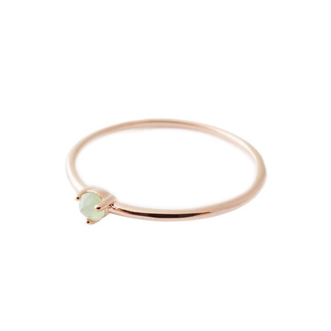 Honeycat Point Solitaire Ring JADE Rose Gold