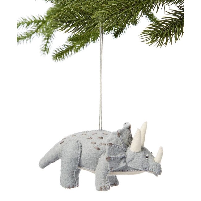 Triceratops Grey Felt Ornament