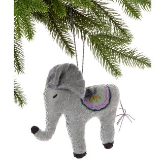 Silk Road Bazaar Elephant Grey Felt Ornament