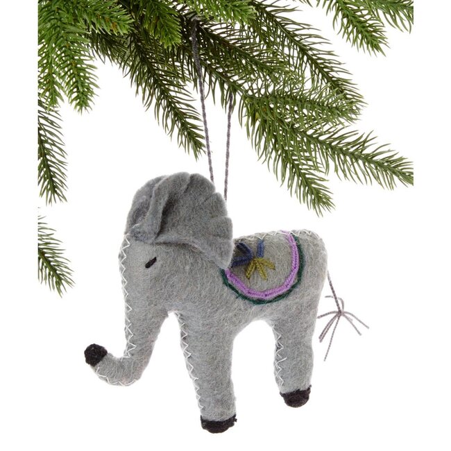 Elephant Grey Felt Ornament