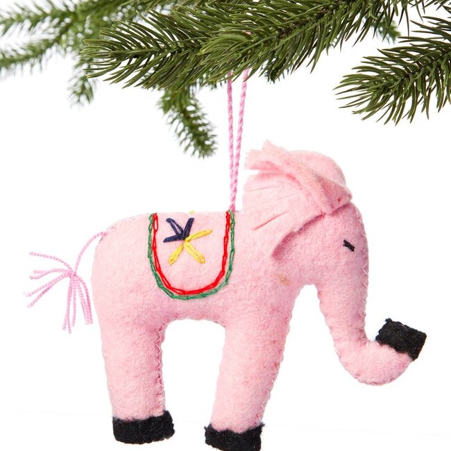 Elephant Pink Felt Ornament