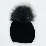 Fur Pom Pom Hat JJ126 Black