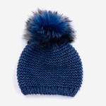 Fur Pom Pom Hat JJ126 Denim Blue