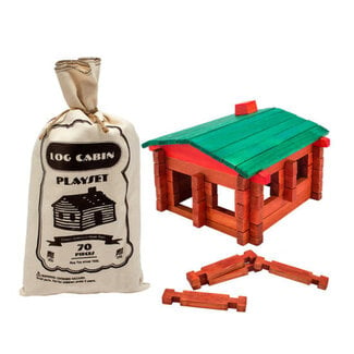 Woods Grove Woods Grove Log Cabin 70 Piece Build Set Canvas Bag