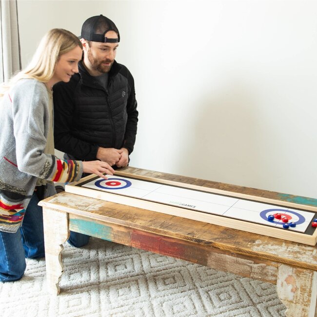 Yard Games Curling and Shuffleboard 2 in 1 Table Top Game