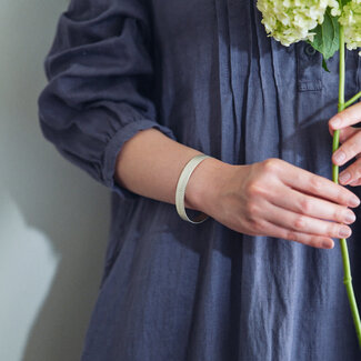 Fog Linen Brass Silver Plated Cuff Herringbone Slim