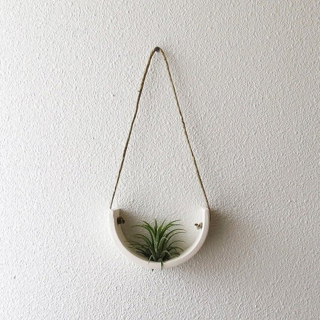 Mudpuppy Hanging Planter White Earthenware Small