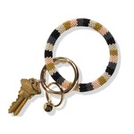 Ink + Alloy Ink + Alloy Grey Pink Citron Stripe Seed Bead Key Ring