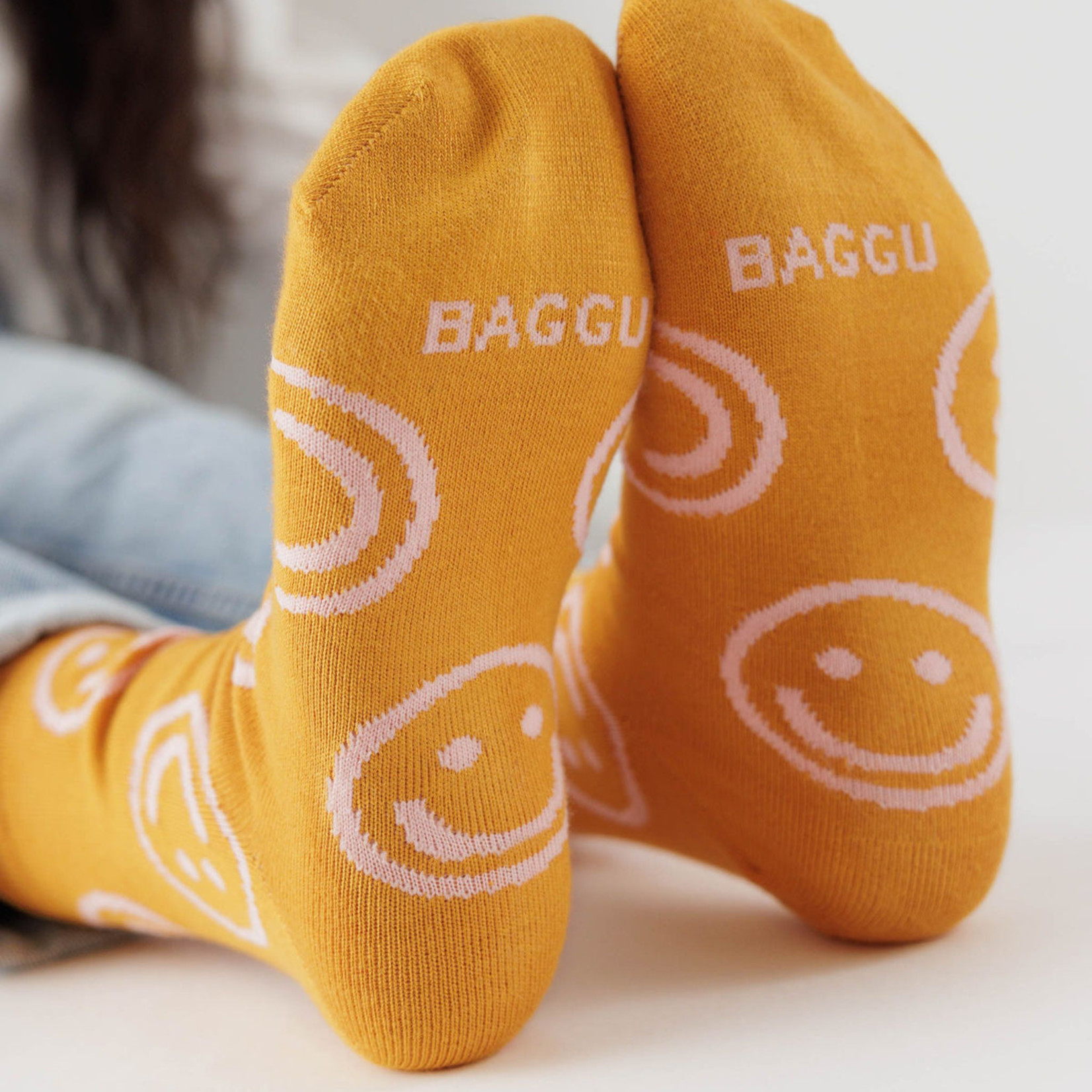 Baggu Baggu Crew Socks Marigold Happy