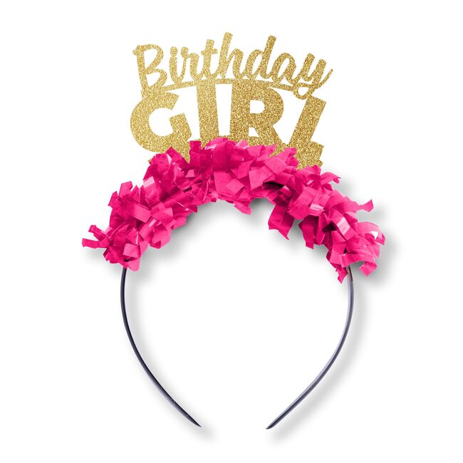 Festive Gal Birthday Girl Crown Gold / Hot Pink