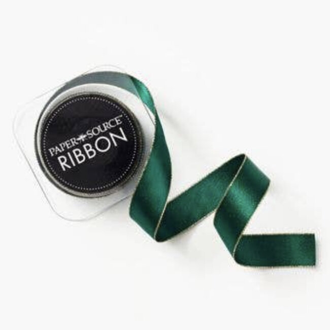 Satin Ribbon 1" Green Glitter